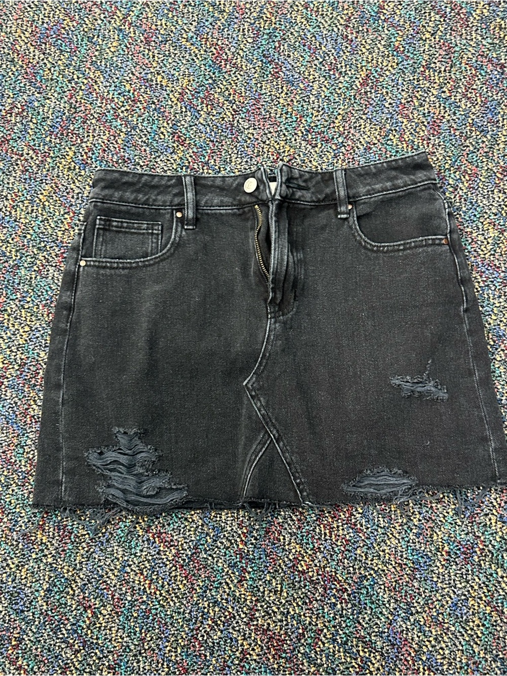 PacSun Black Distressed Denim Mini Skirt